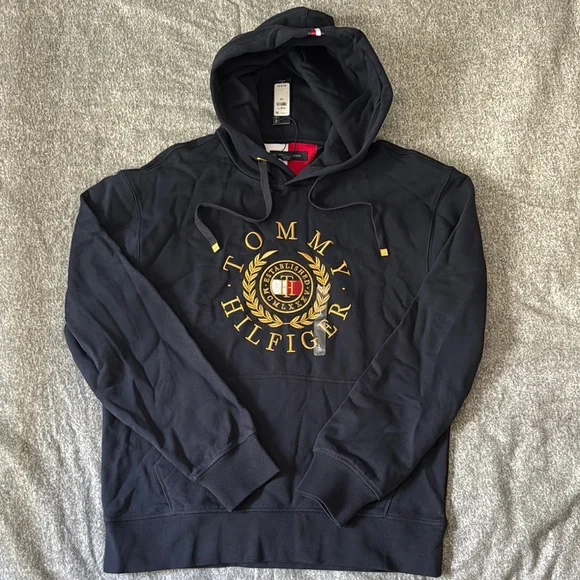 Tommy Hilfiger Blue Hoodie Sweatshirt Men’s L NWT - Picture 2 of 13